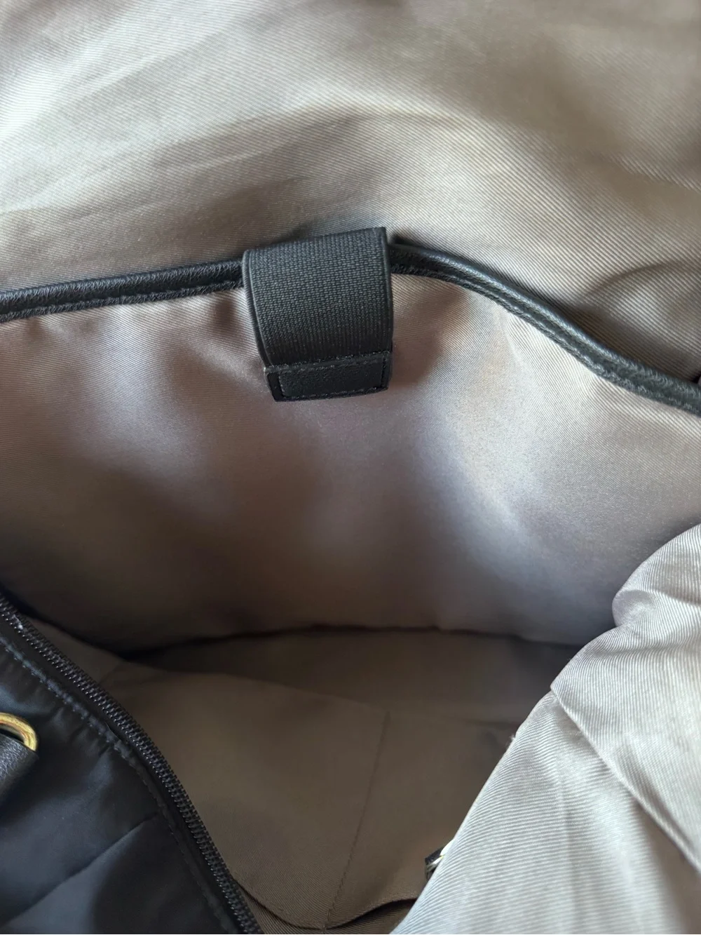 Tutilo Black Nylon & vegan leather Backpack with Red Zip Accent
